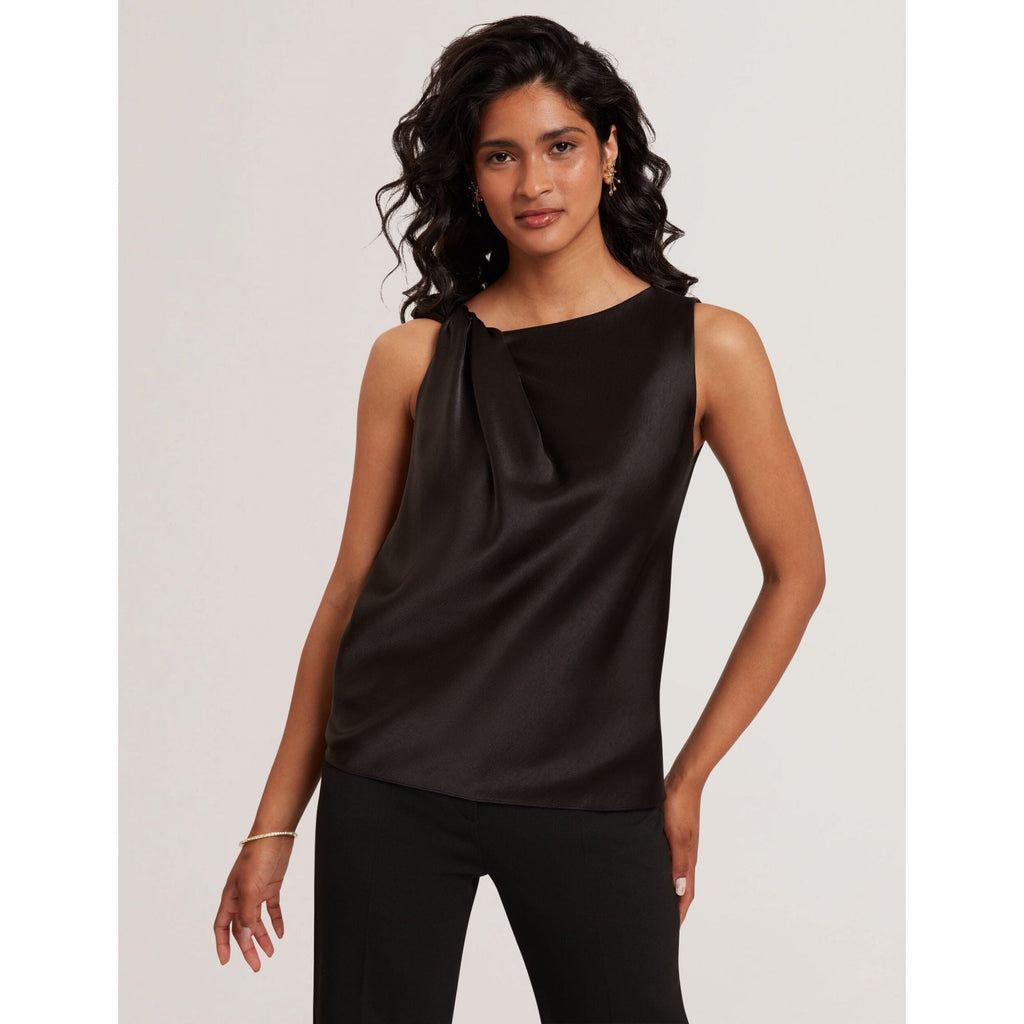 Miona Satin Twist Neck Sleeveless Top