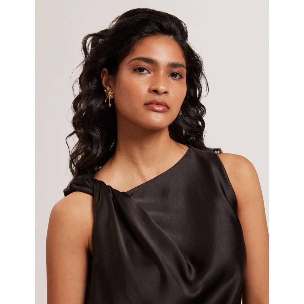 Miona Satin Twist Neck Sleeveless Top