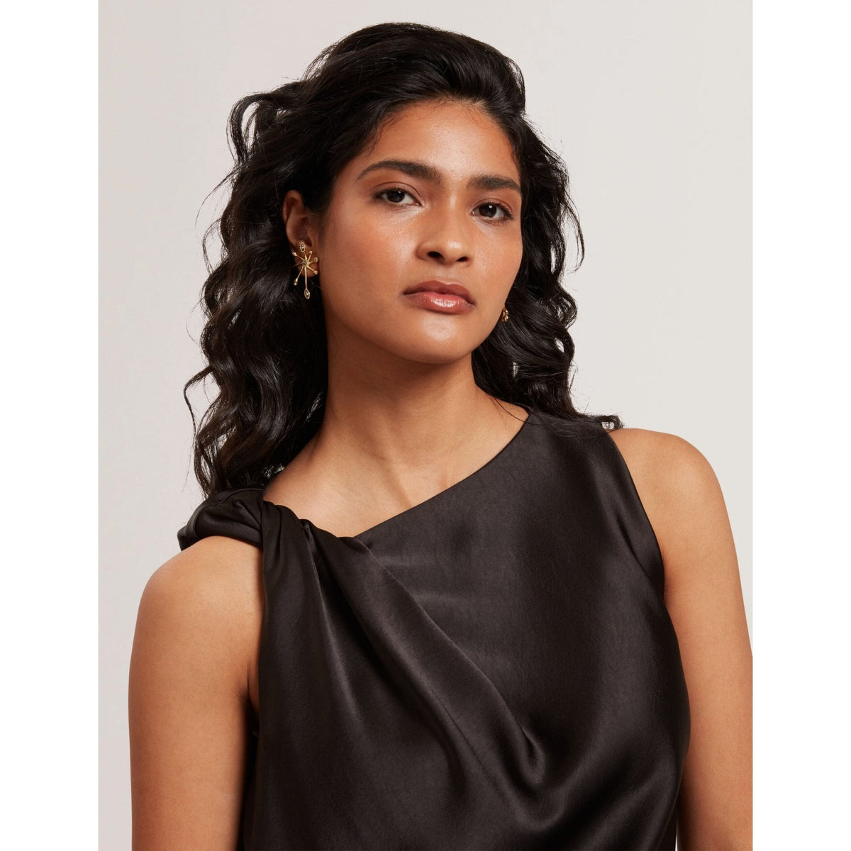 Miona Satin Twist Neck Sleeveless Top