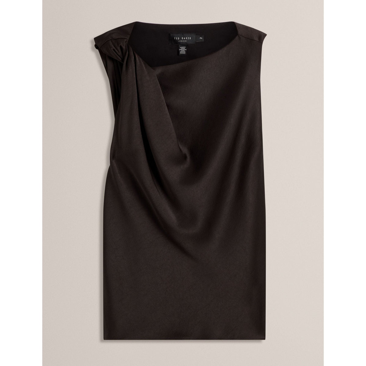 Miona Satin Twist Neck Sleeveless Top
