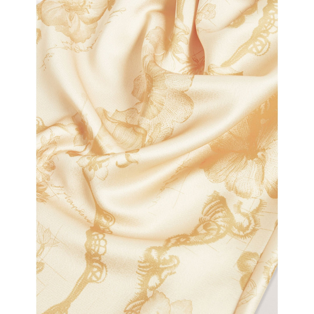 Cobla Lace Print Drape Neck Sleeveless Top