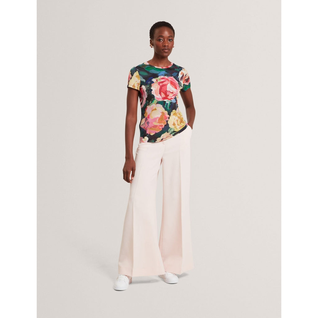 Mayfla Rose Print Soft Touch Fitted T-Shirt
