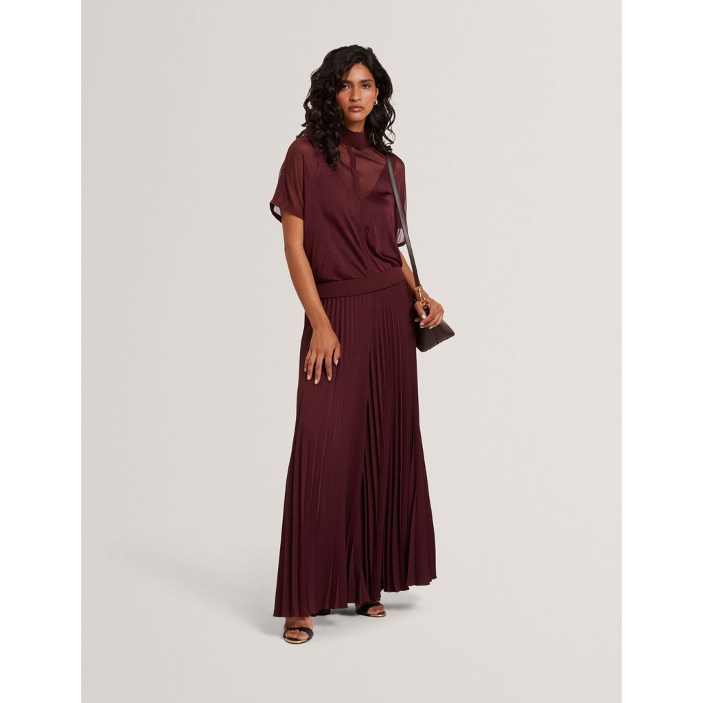 Ibissa Sheer Panel Knit Short Sleeve Top