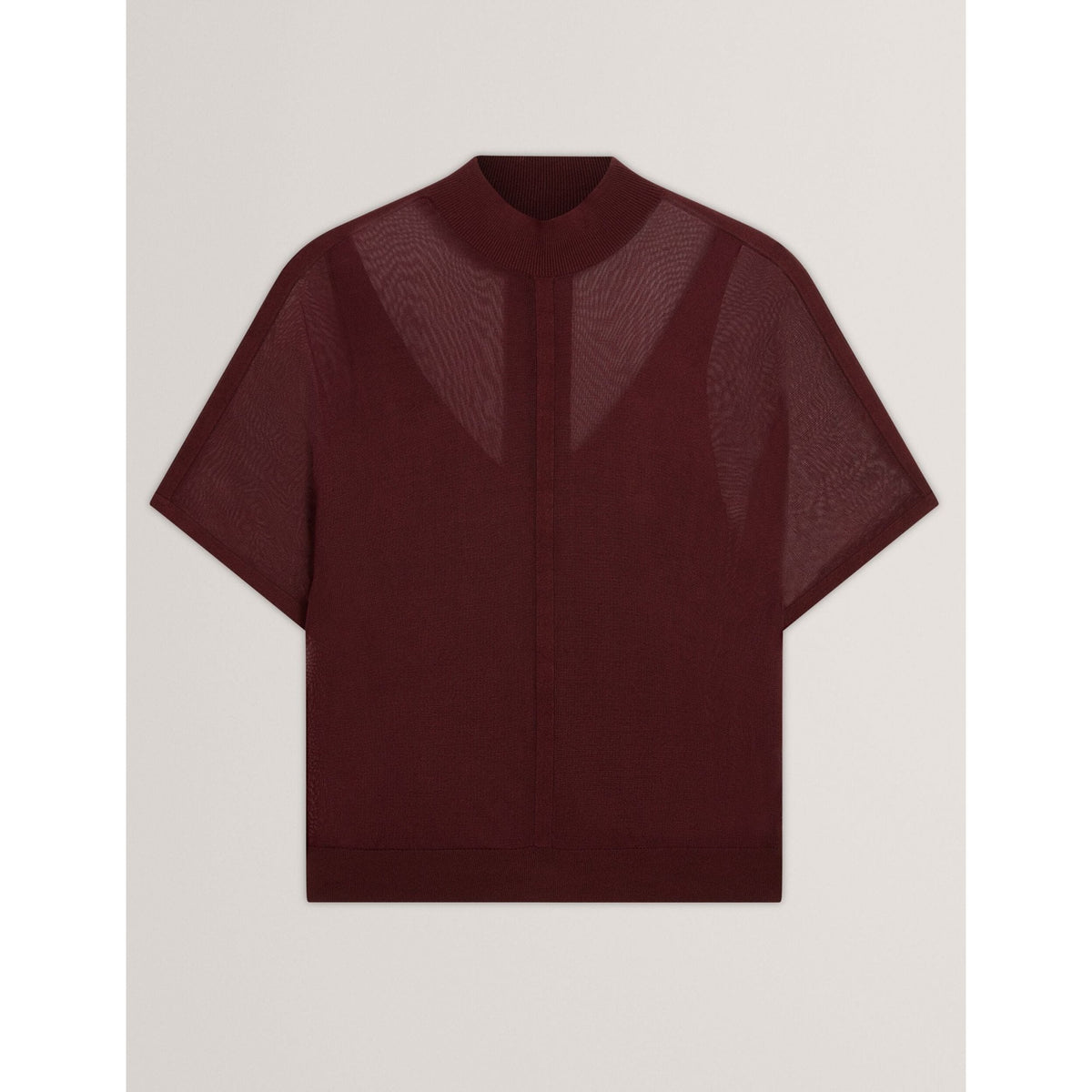 Ibissa Sheer Panel Knit Short Sleeve Top