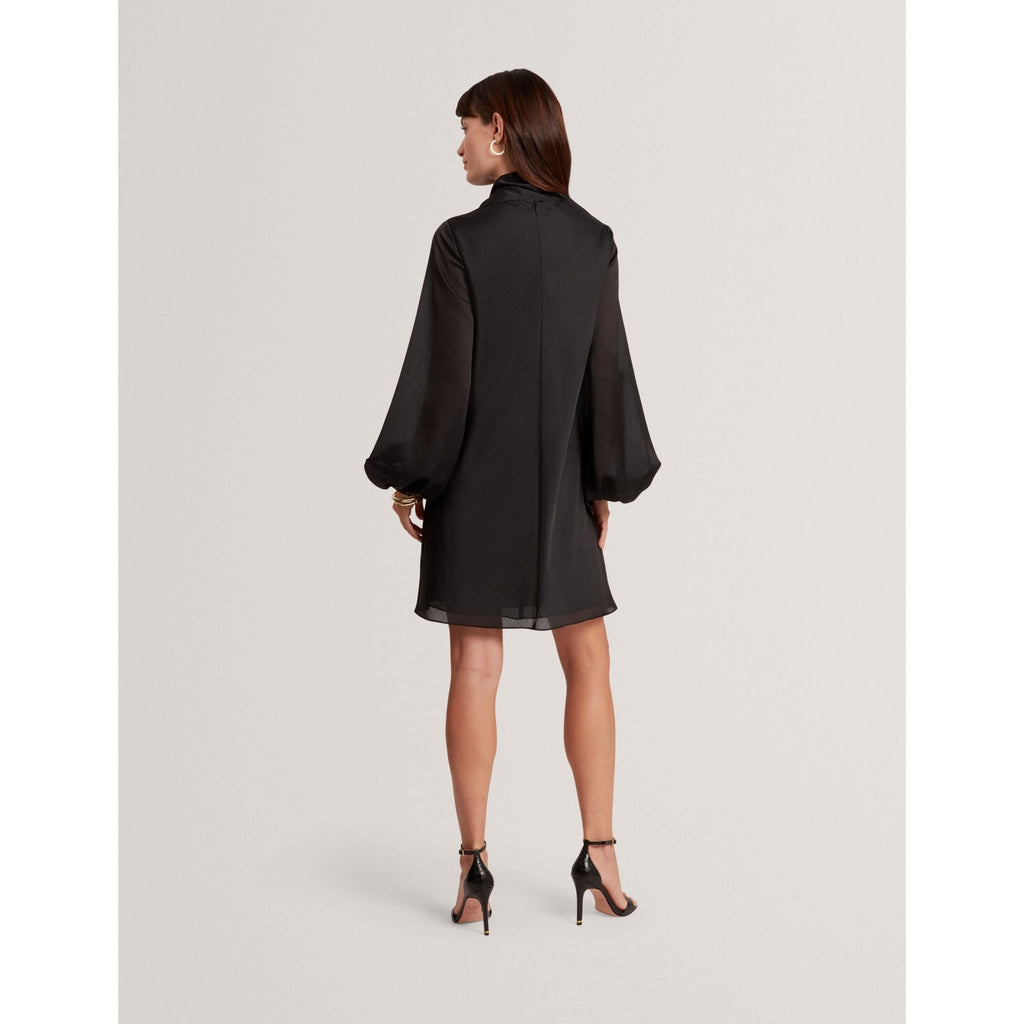 Molma Nouveau Print Tie Neck Long Sleeve Mini Dress