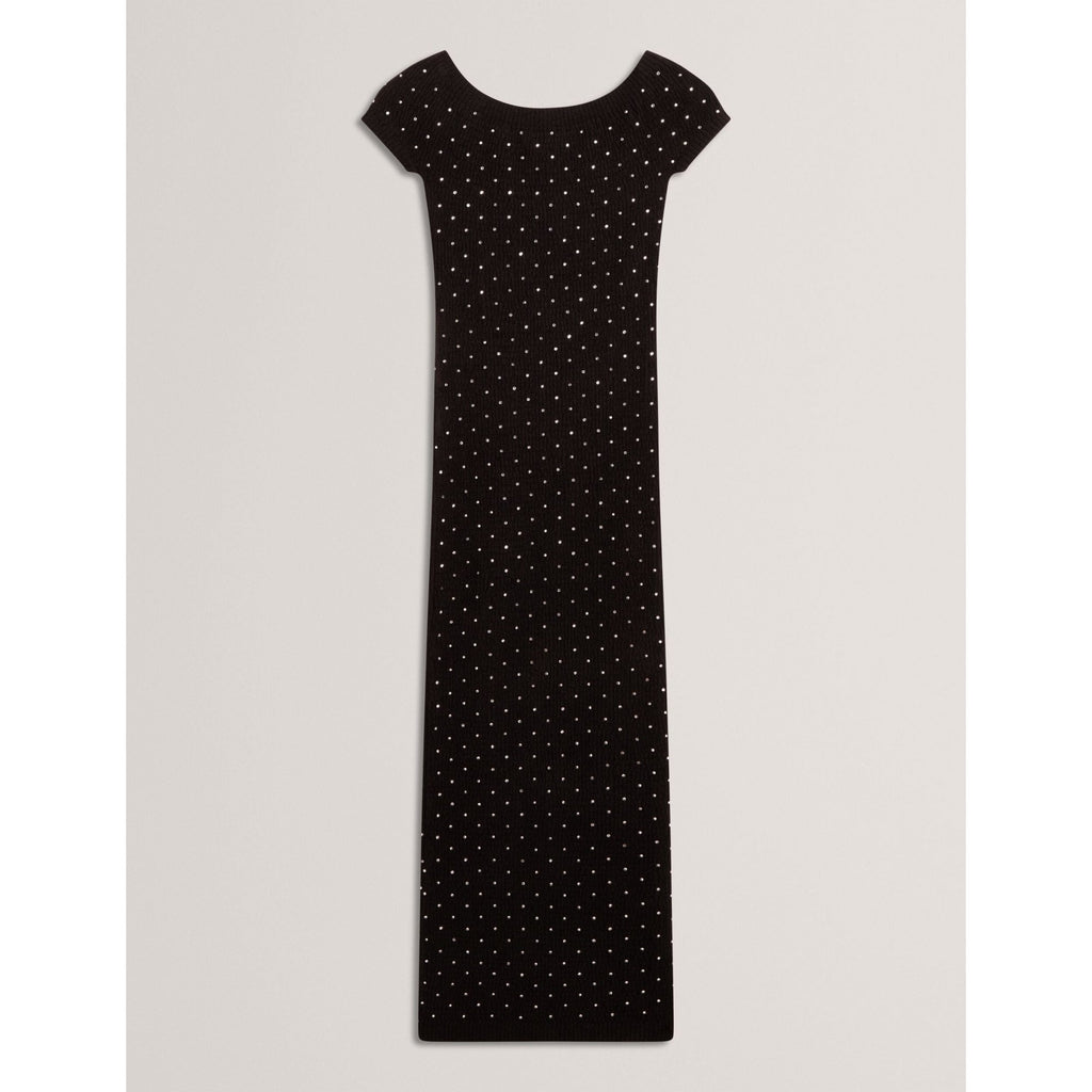 Jestaa Diamante Knit Bardot Bodycon Midi Dress