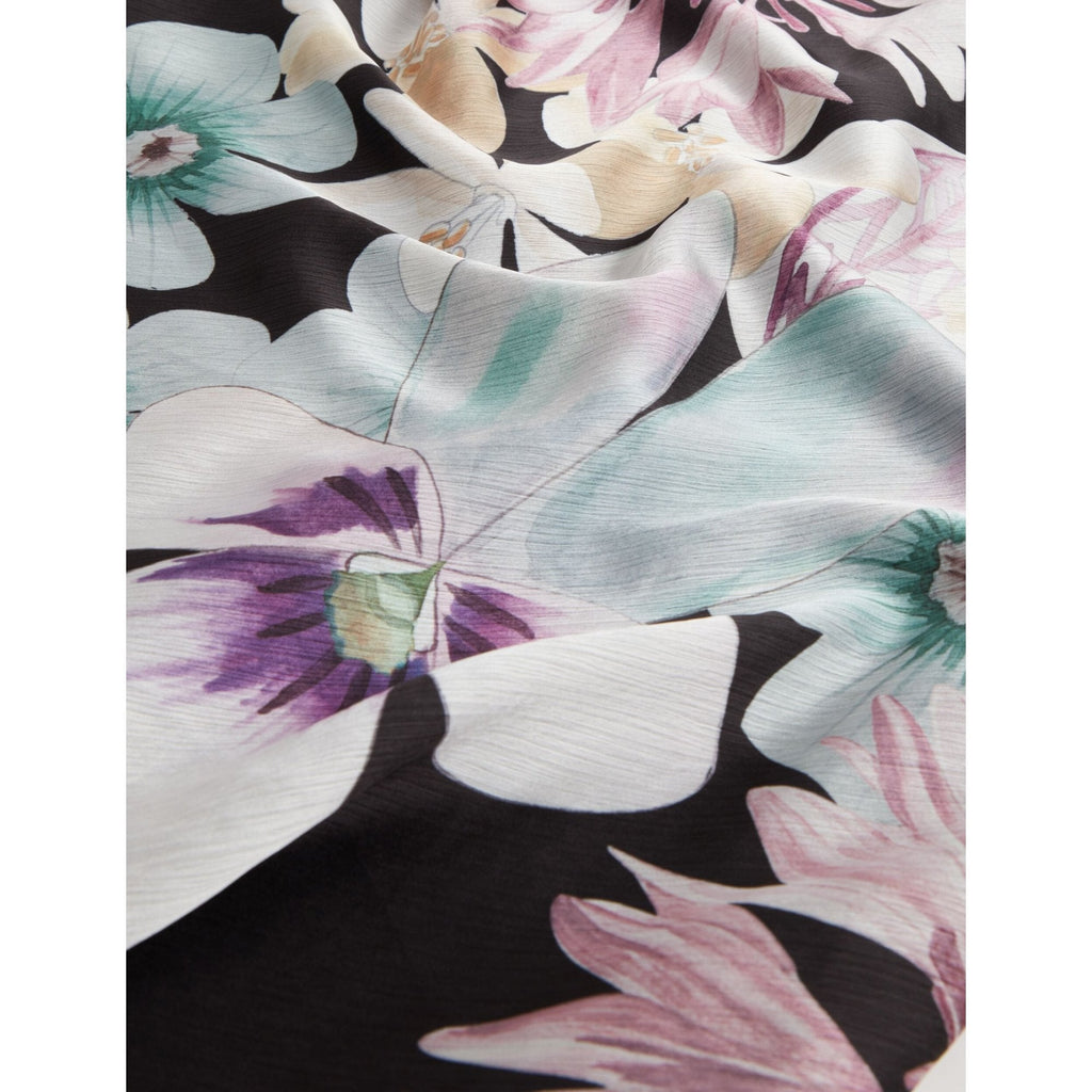 Demita Pastel Floral Print Draped Neck Midi Dress