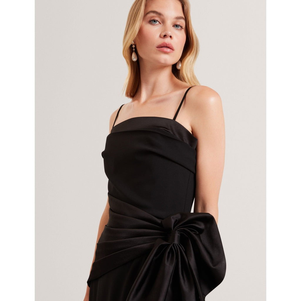 Xenid Satin Bow Sash Sleeveless Midi Dress