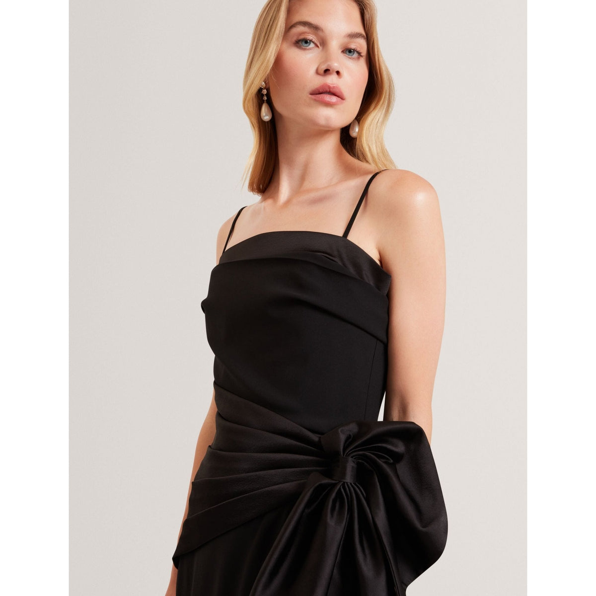 Xenid Satin Bow Sash Sleeveless Midi Dress