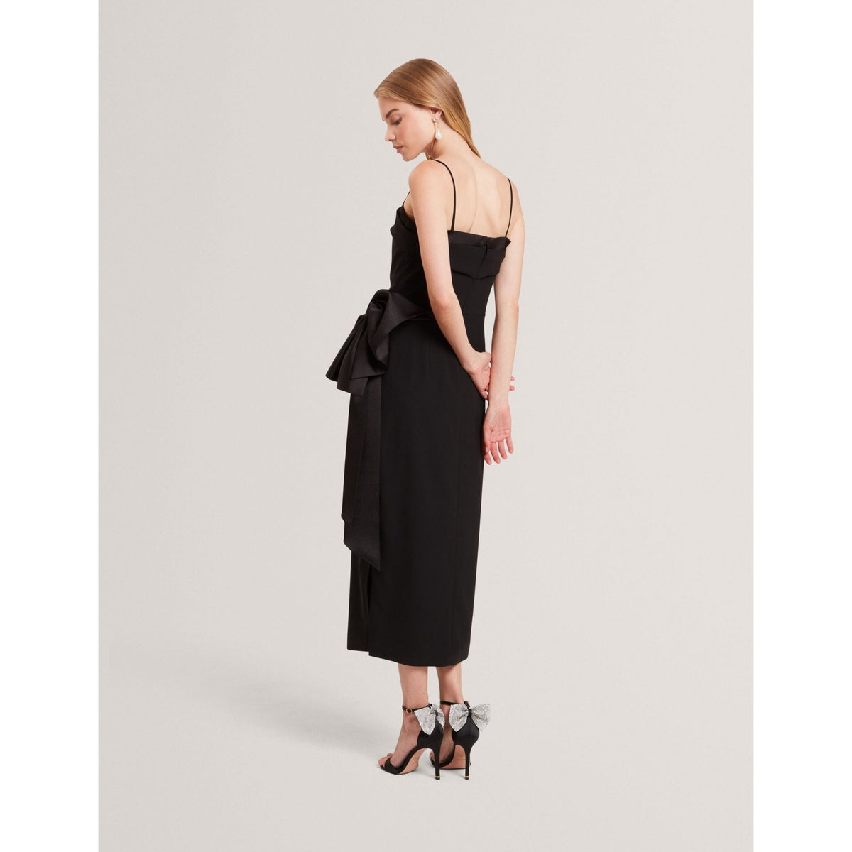 Xenid Satin Bow Sash Sleeveless Midi Dress