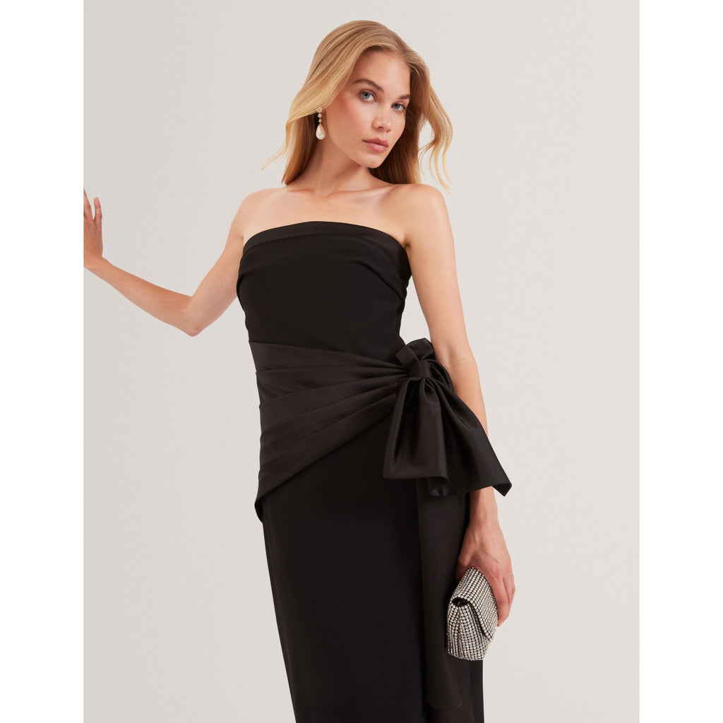 Xenid Satin Bow Sash Sleeveless Midi Dress