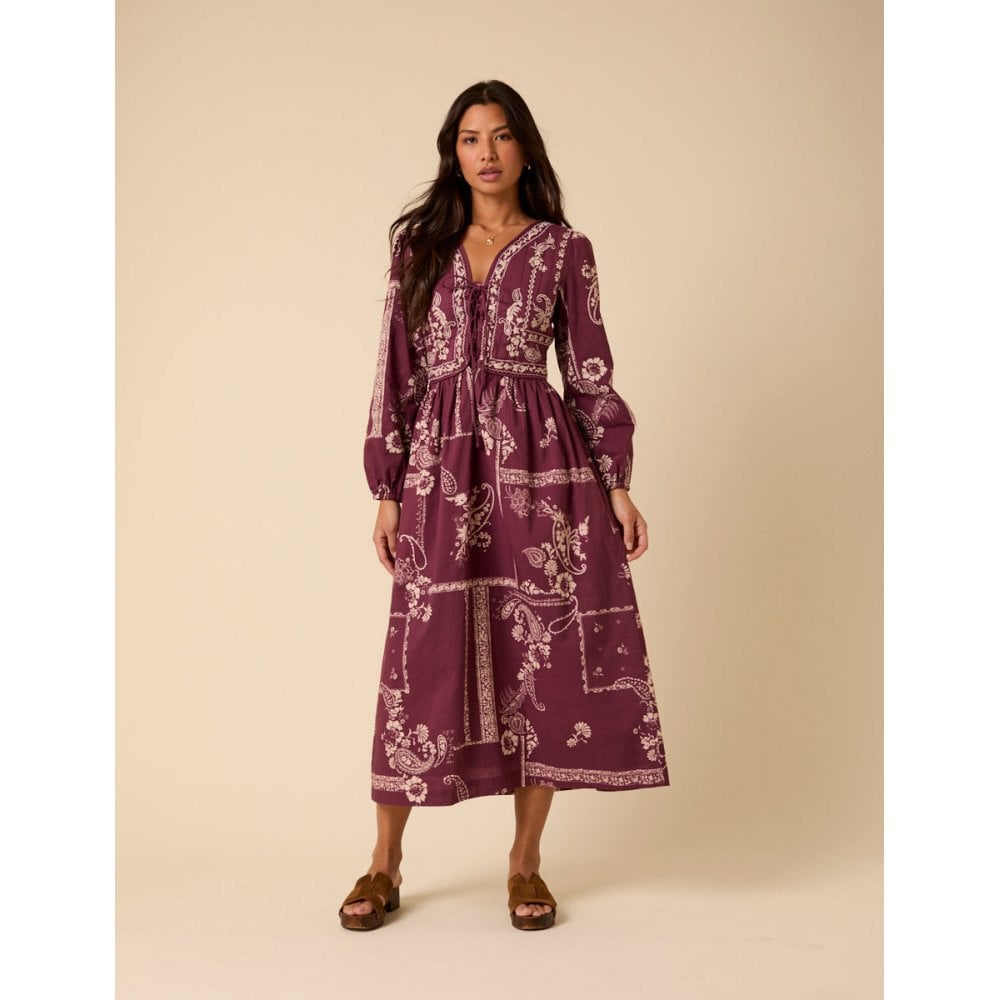Paisley Embroidered Quilted Monroe Midi Dress