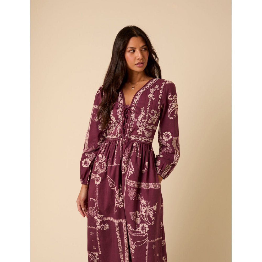 Paisley Embroidered Quilted Monroe Midi Dress