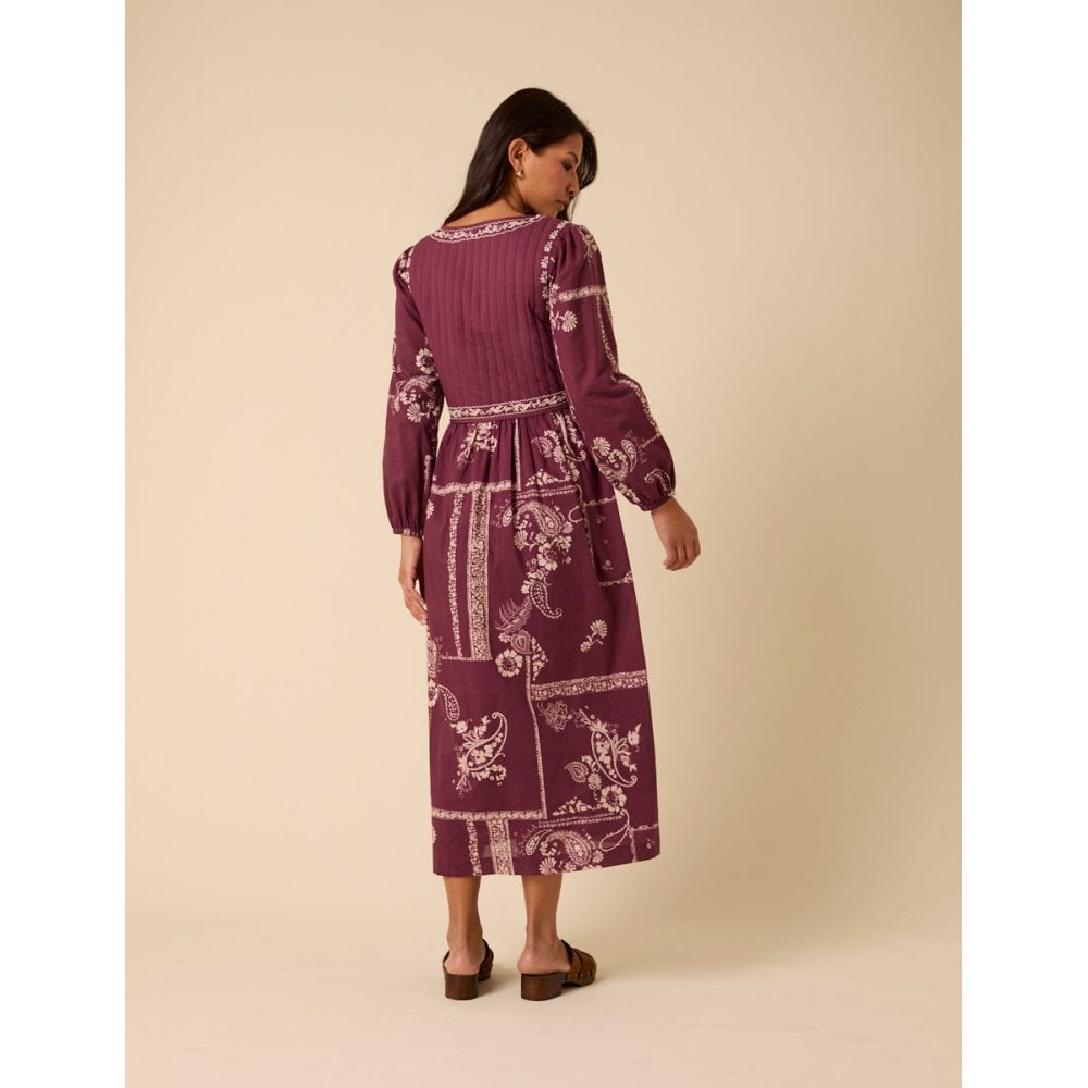 Paisley Embroidered Quilted Monroe Midi Dress