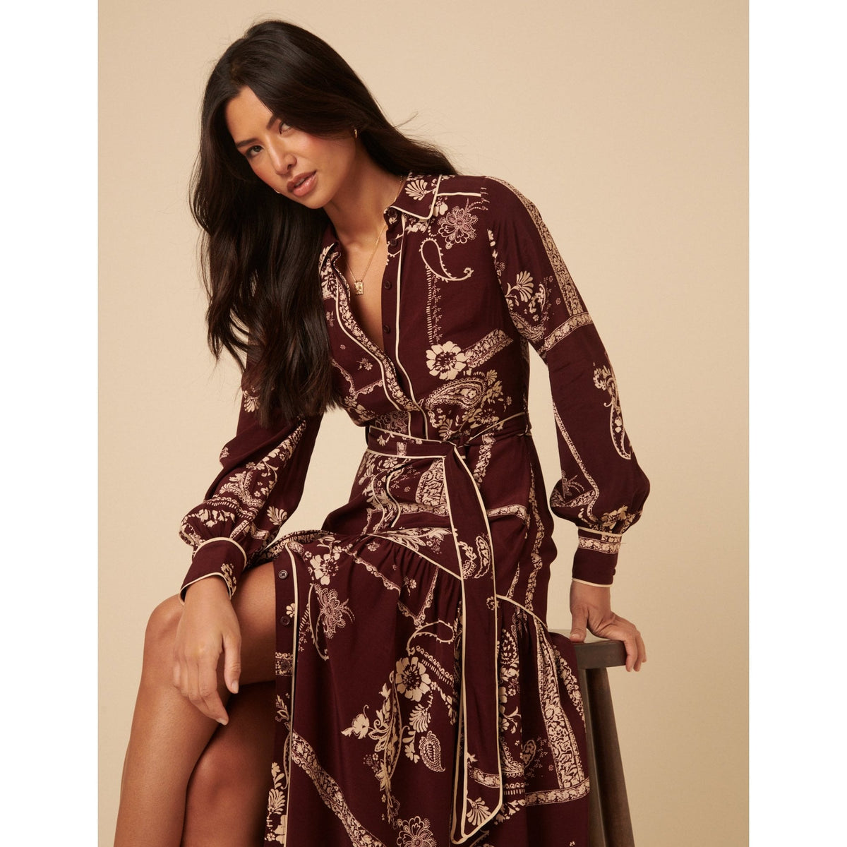 Printed Brooklyn Midi Shirt Dress
