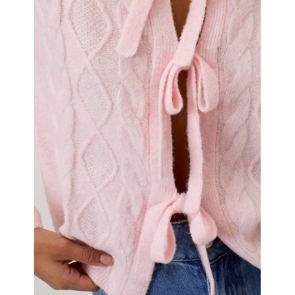 Tie Front Cable Knitted Cardigan