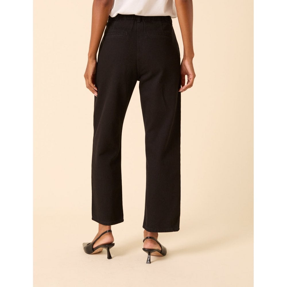 High Rise Pleated Straight Leg Jeans