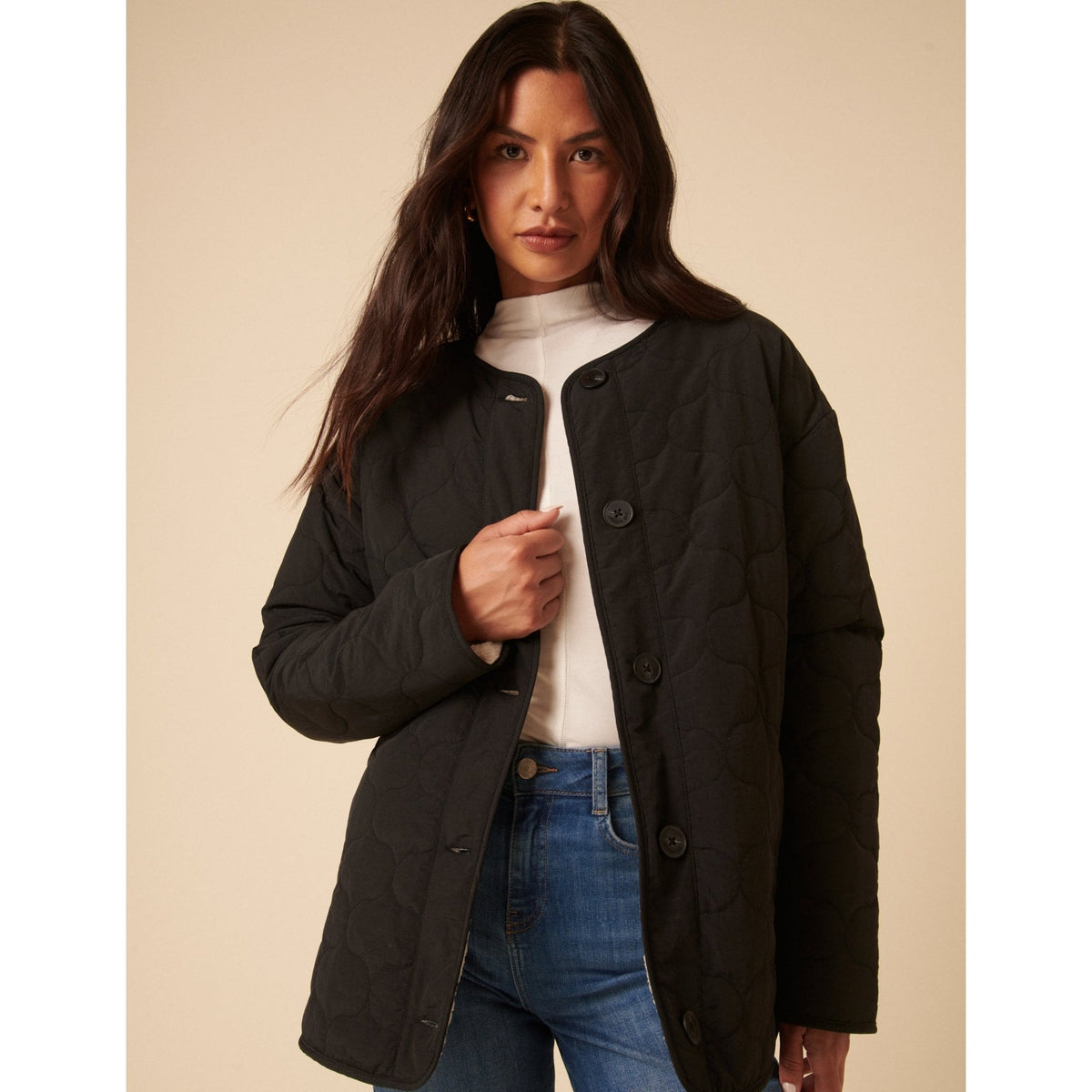 Reversible Borg Qulited Jacket