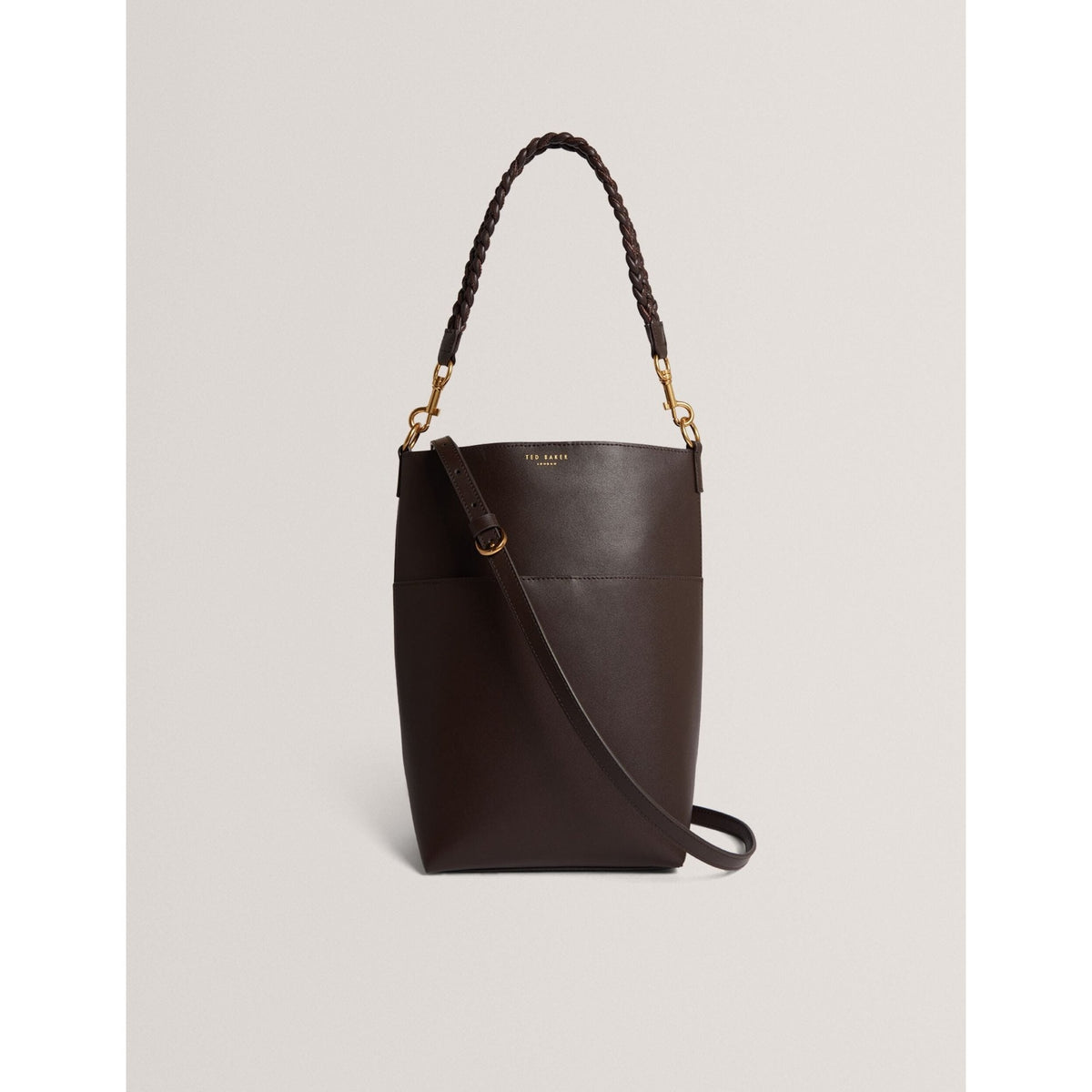Wannda Plaited Handle Elongated Leather Bucket Bag