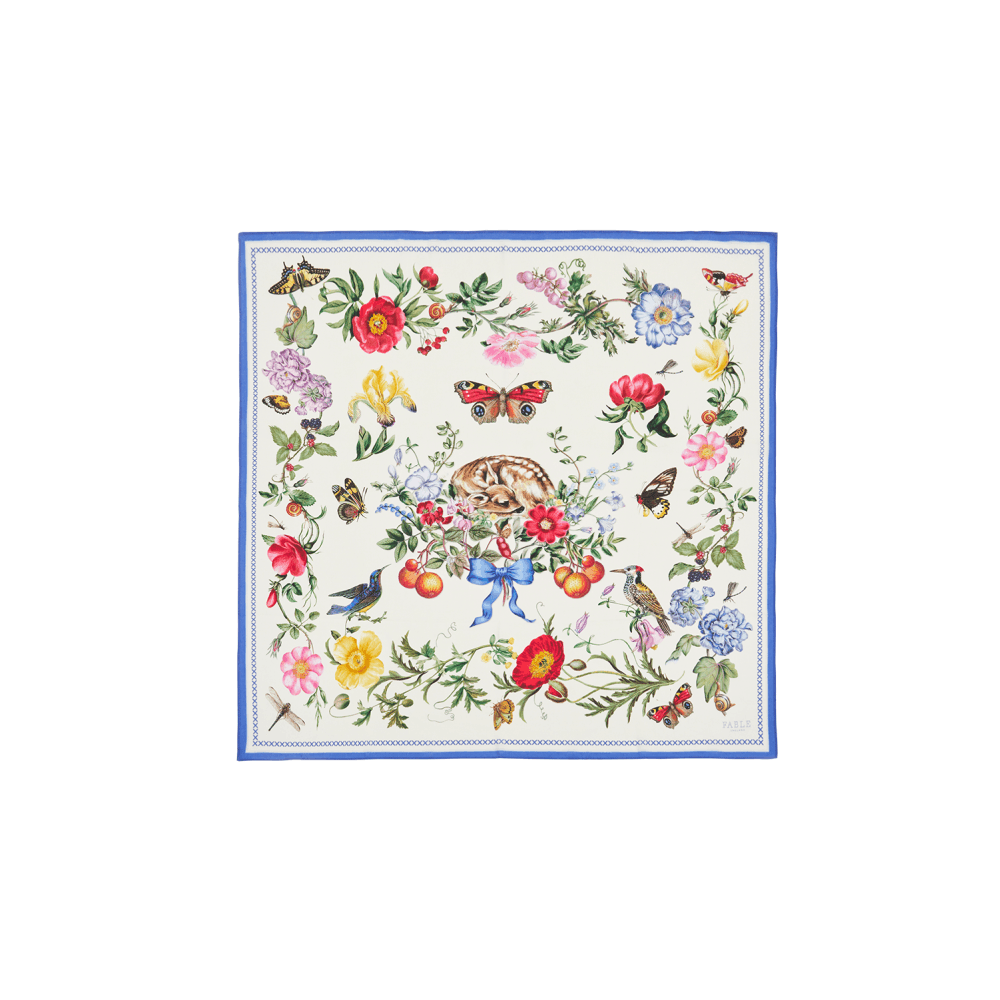 Ivory Agnes Tales Square Silk Blend Scarf