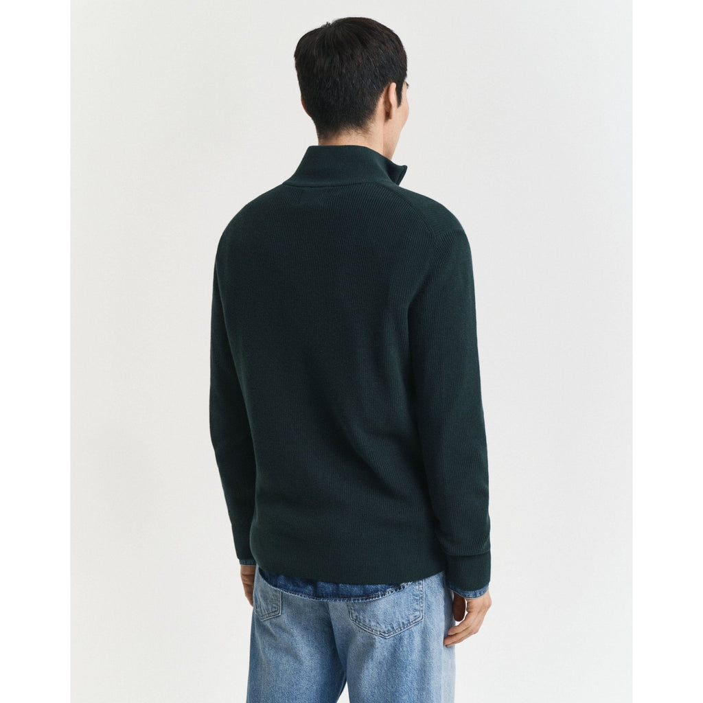Ribbed Cotton Merino Wool Half-Zip Sweater