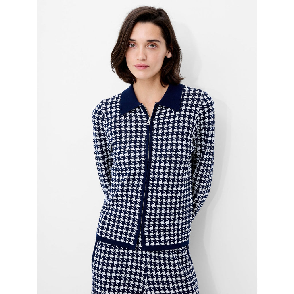 Gloria Jacquard Knit Zip Up Cardigan