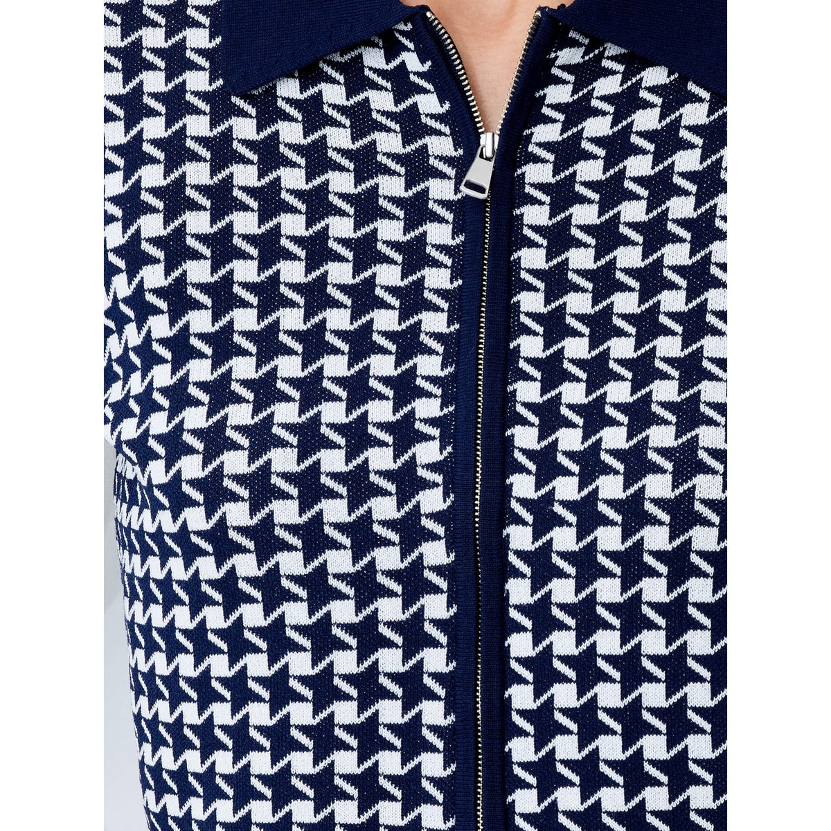 Gloria Jacquard Knit Zip Up Cardigan