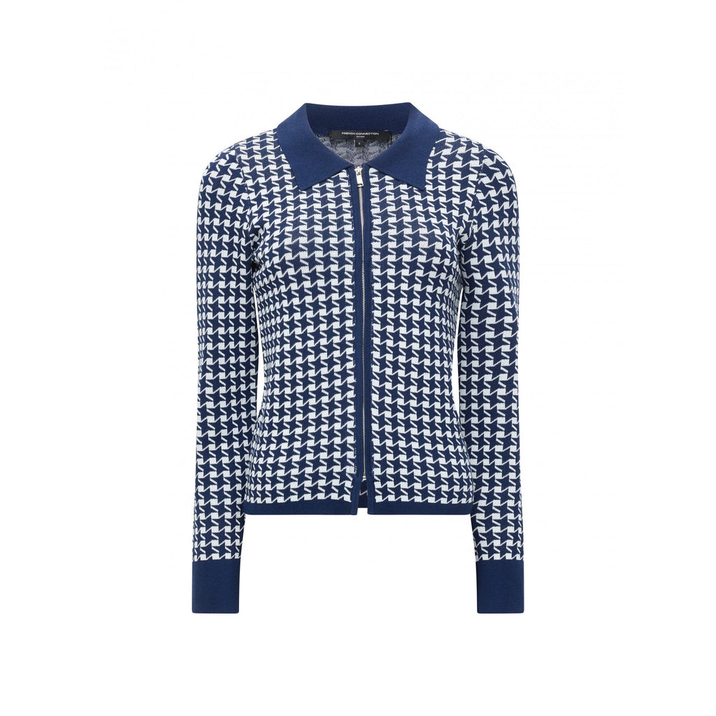 Gloria Jacquard Knit Zip Up Cardigan