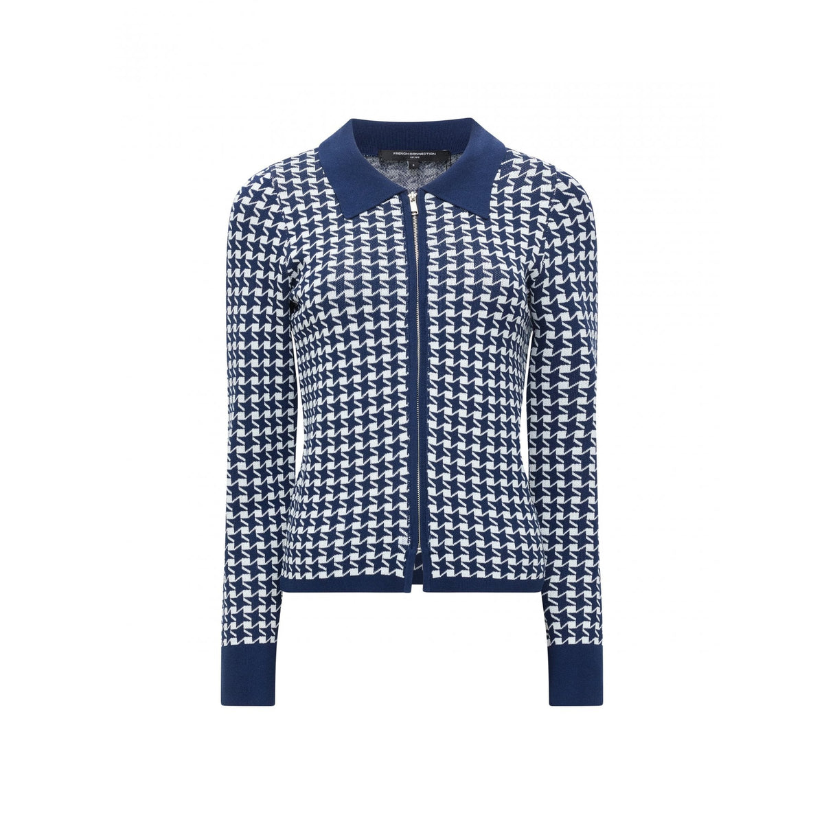 Gloria Jacquard Knit Zip Up Cardigan