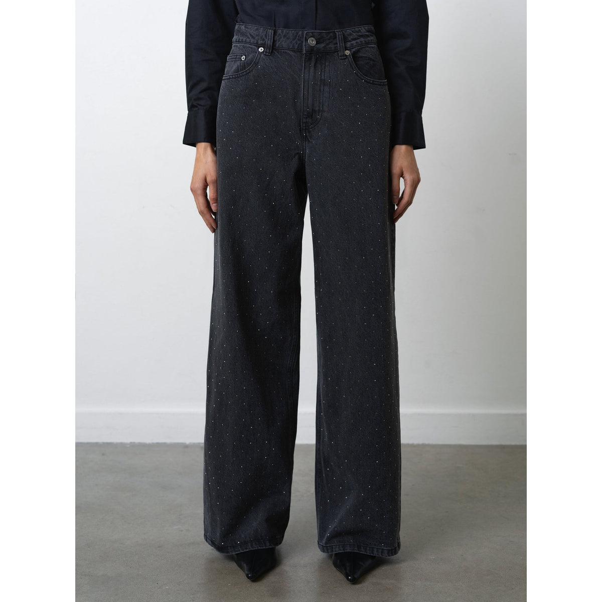 Ralphie Denim Embellished Wide Leg Jeans