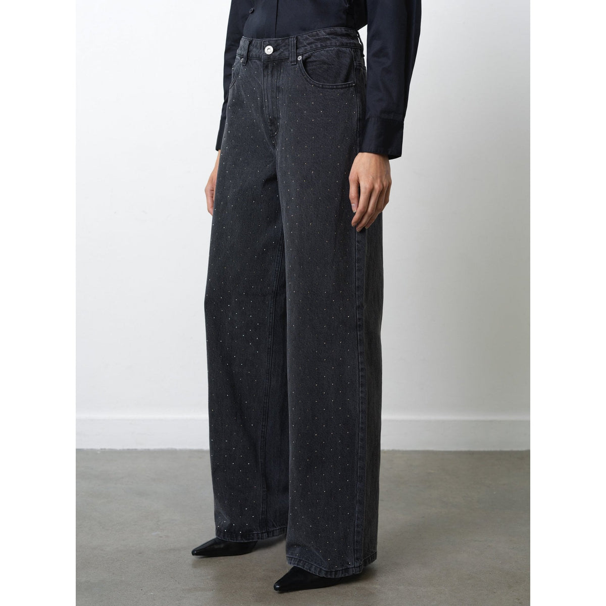Ralphie Denim Embellished Wide Leg Jeans