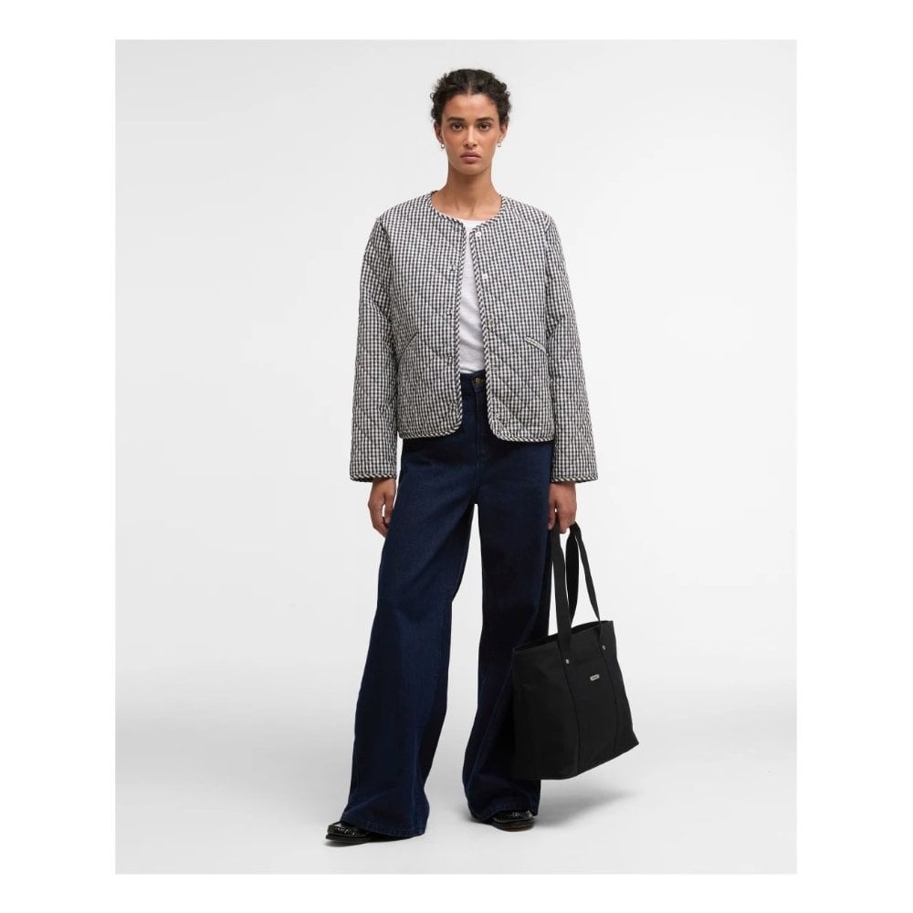 Cashel Check Collarless Quilted Jacket