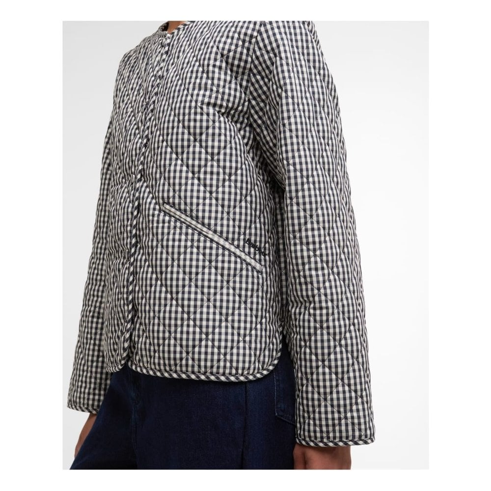 Cashel Check Collarless Quilted Jacket