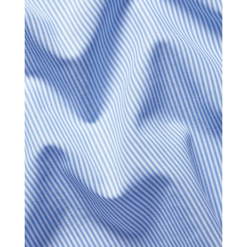 Cornflower Blue Cutaway Collar Non-Iron Stretch Poplin Bengal Stripe Slim Fit Shirt
