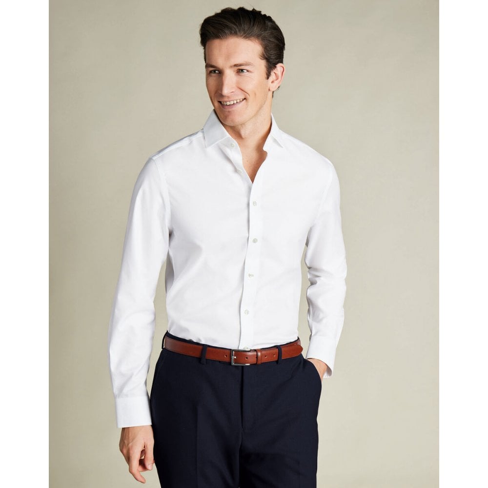 White Cutaway Collar Non-Iron Twill Extra Slim Fit Shirt