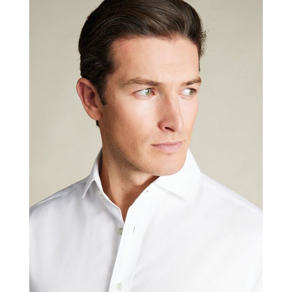 White Cutaway Collar Non-Iron Twill Extra Slim Fit Shirt