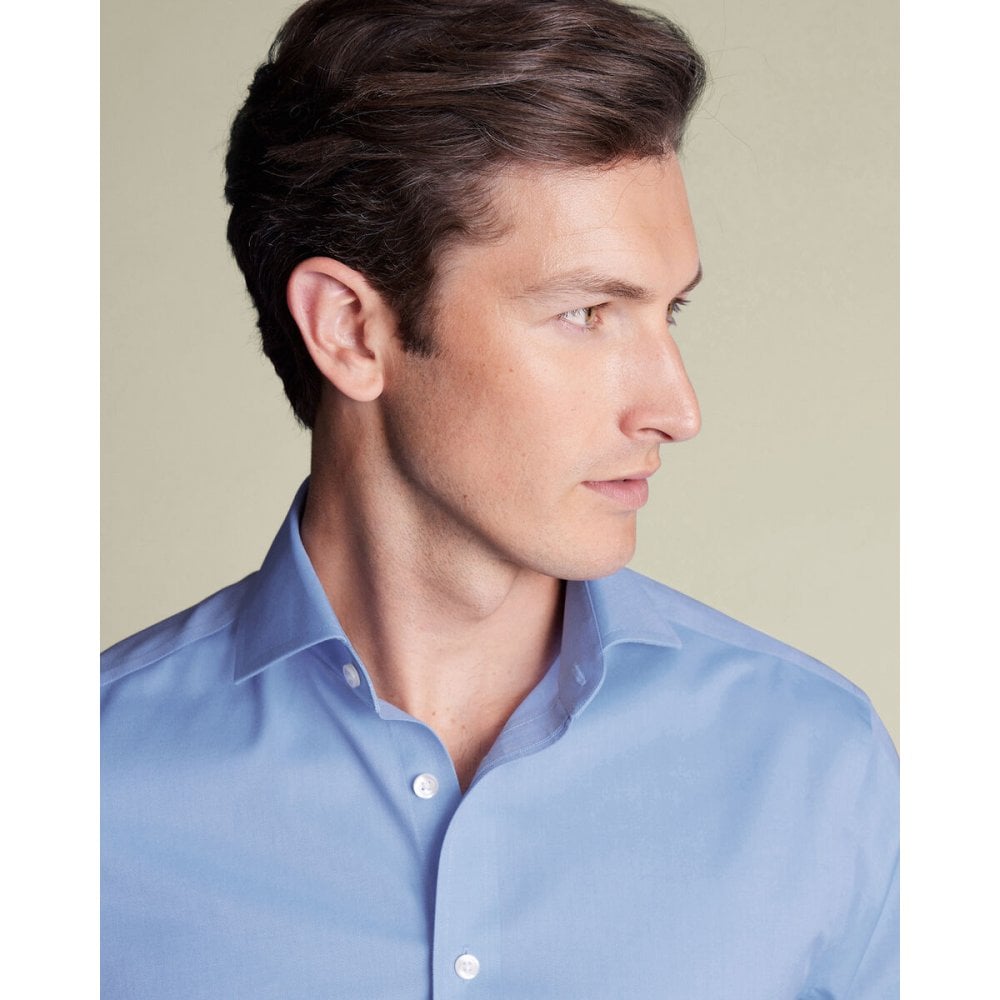 Sky Blue Cutaway Collar Non-Iron Twill Slim Fit Shirt
