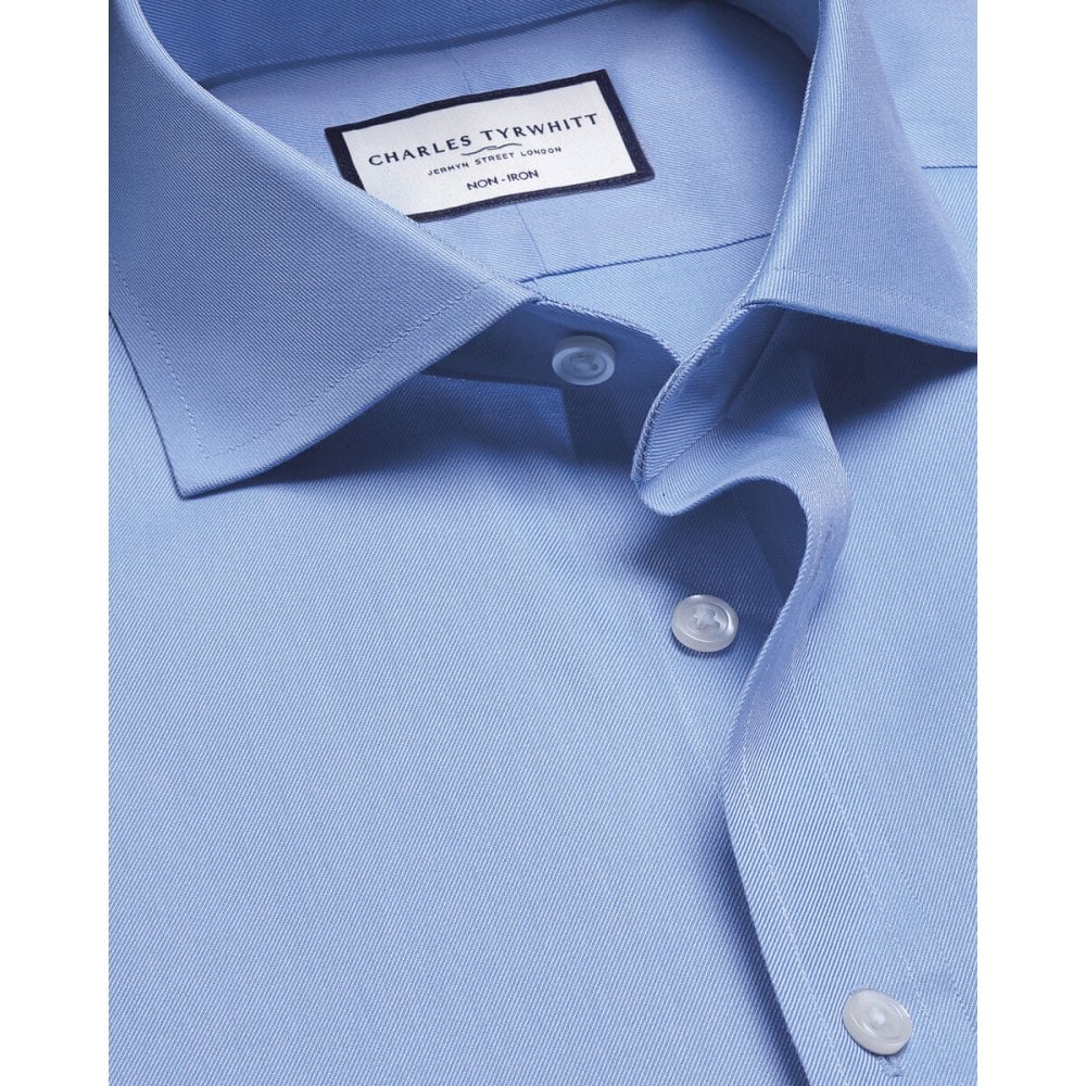 Sky Blue Cutaway Collar Non-Iron Twill Slim Fit Shirt