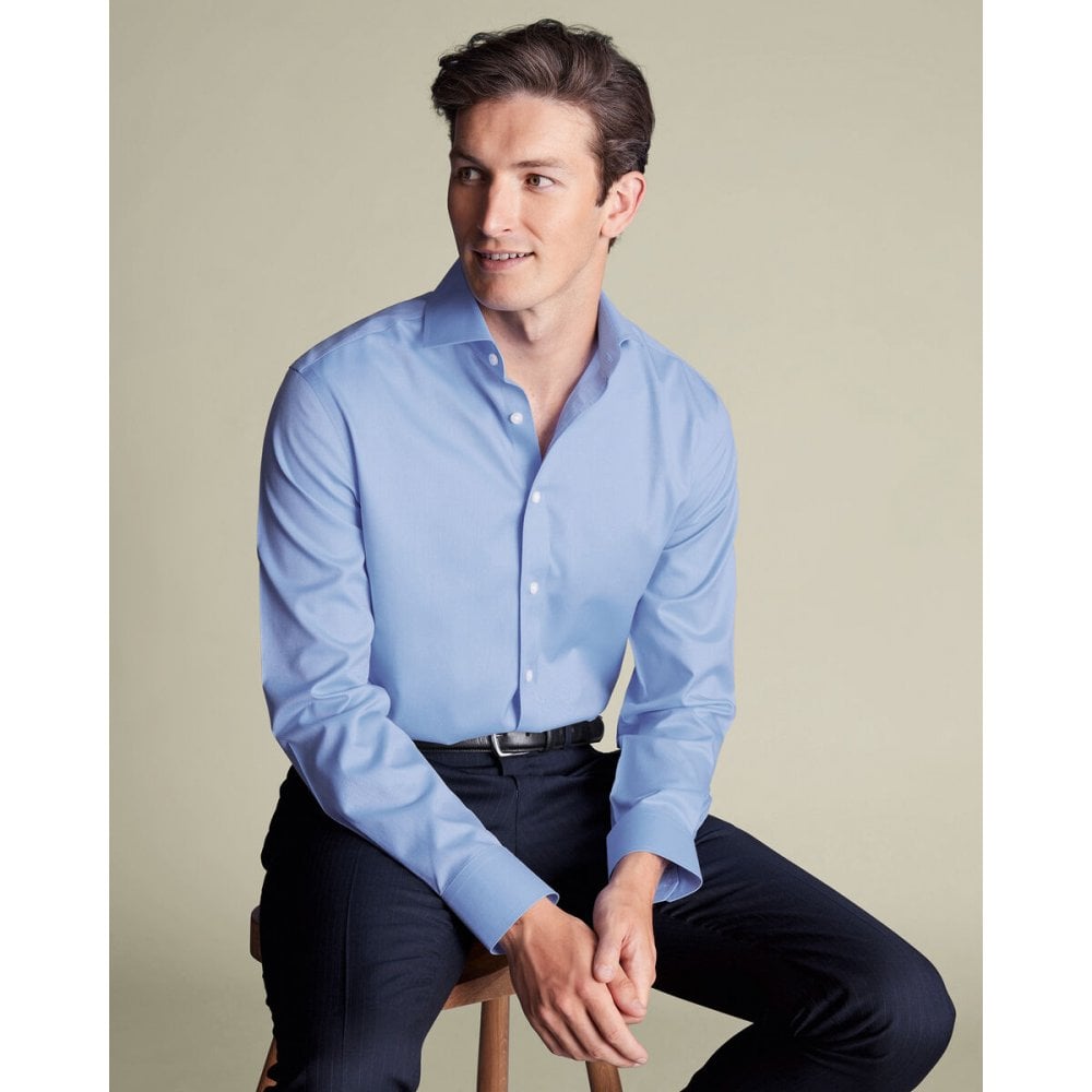 Sky Blue Cutaway Collar Non-Iron Twill Extra Slim Fit Shirt