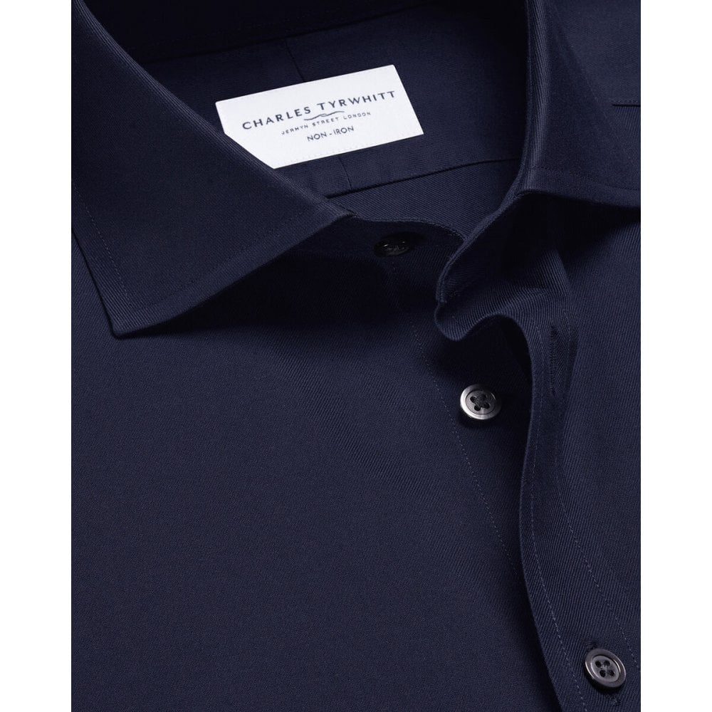 Navy Cutaway Collar Non-Iron Twill Slim Fit Shirt