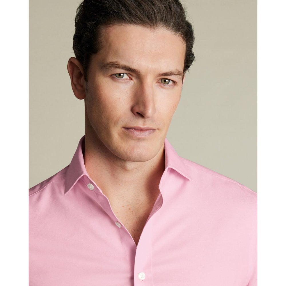 Pink Cutaway Collar Non-Iron Twill Slim Fit Shirt