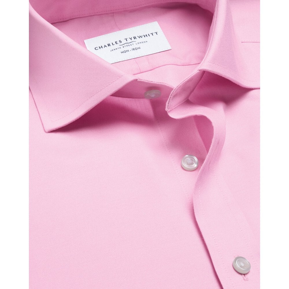 Pink Cutaway Collar Non-Iron Twill Slim Fit Shirt