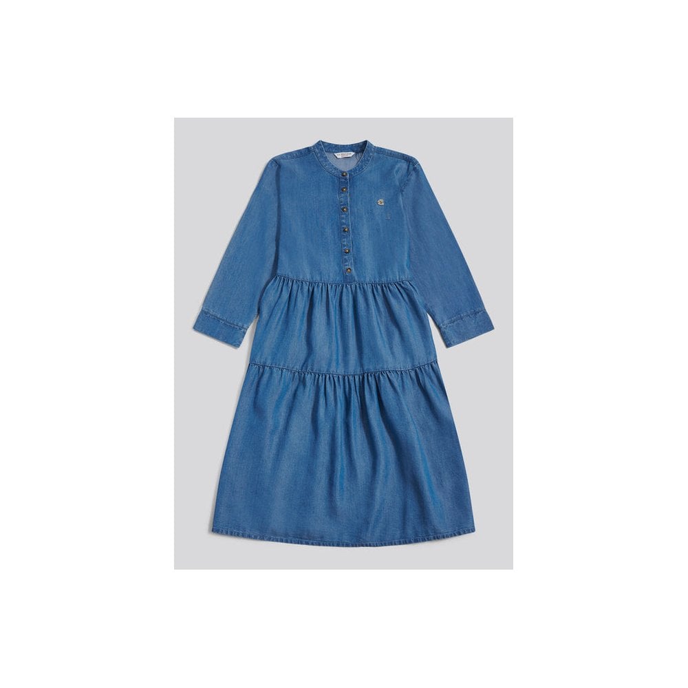 Chambray Mini Tiered Smock Dress