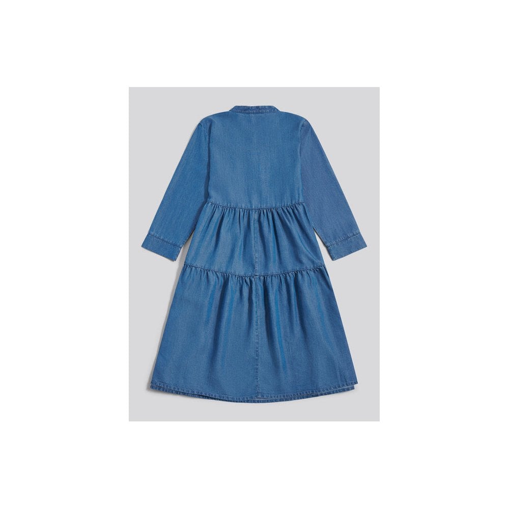 Chambray Mini Tiered Smock Dress
