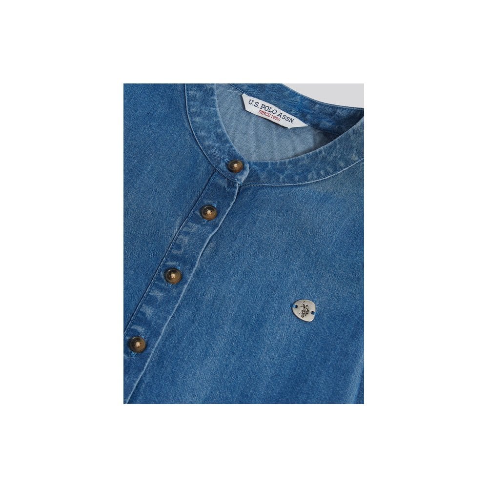 Chambray Mini Tiered Smock Dress