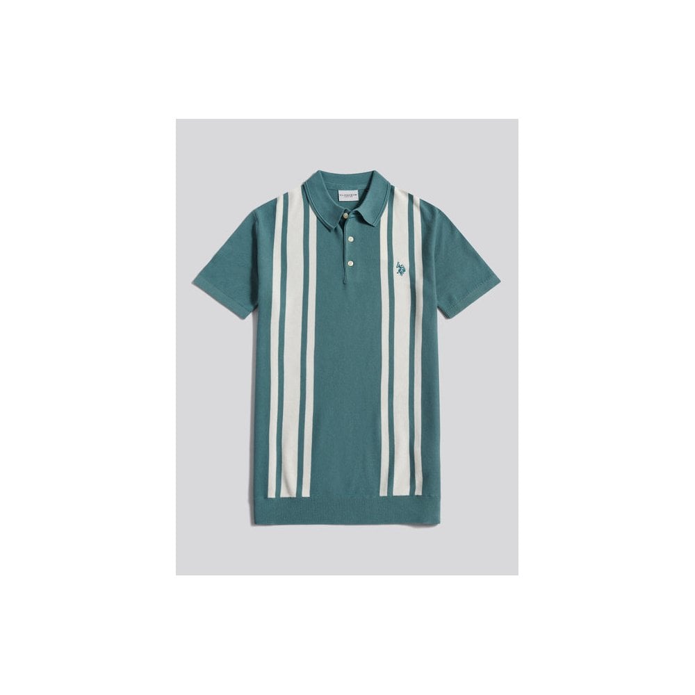 Tonal Vertical Stripe Knit SS Polo