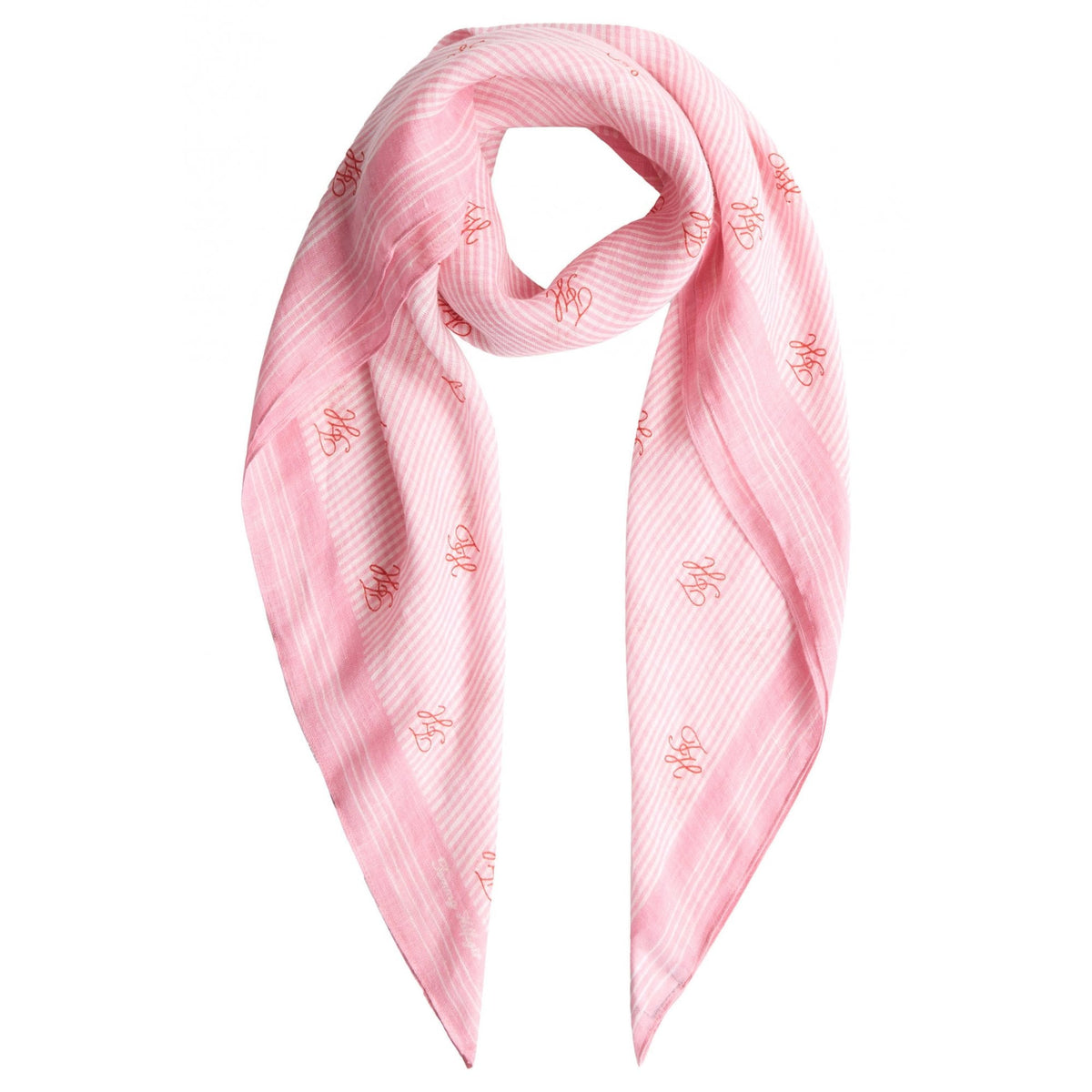 TH Script Monogram Linen Square Scarf