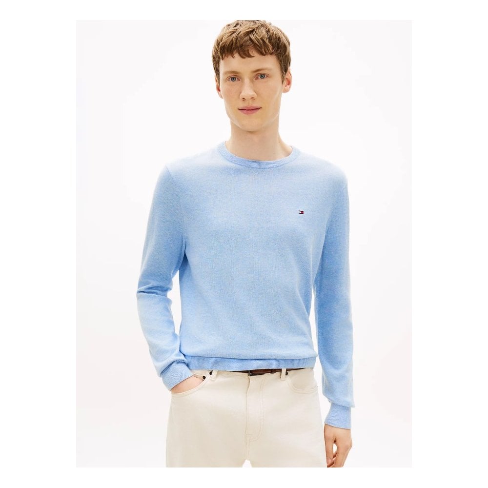 Essential Flag Embroidered Cotton Crew Neck Jumper