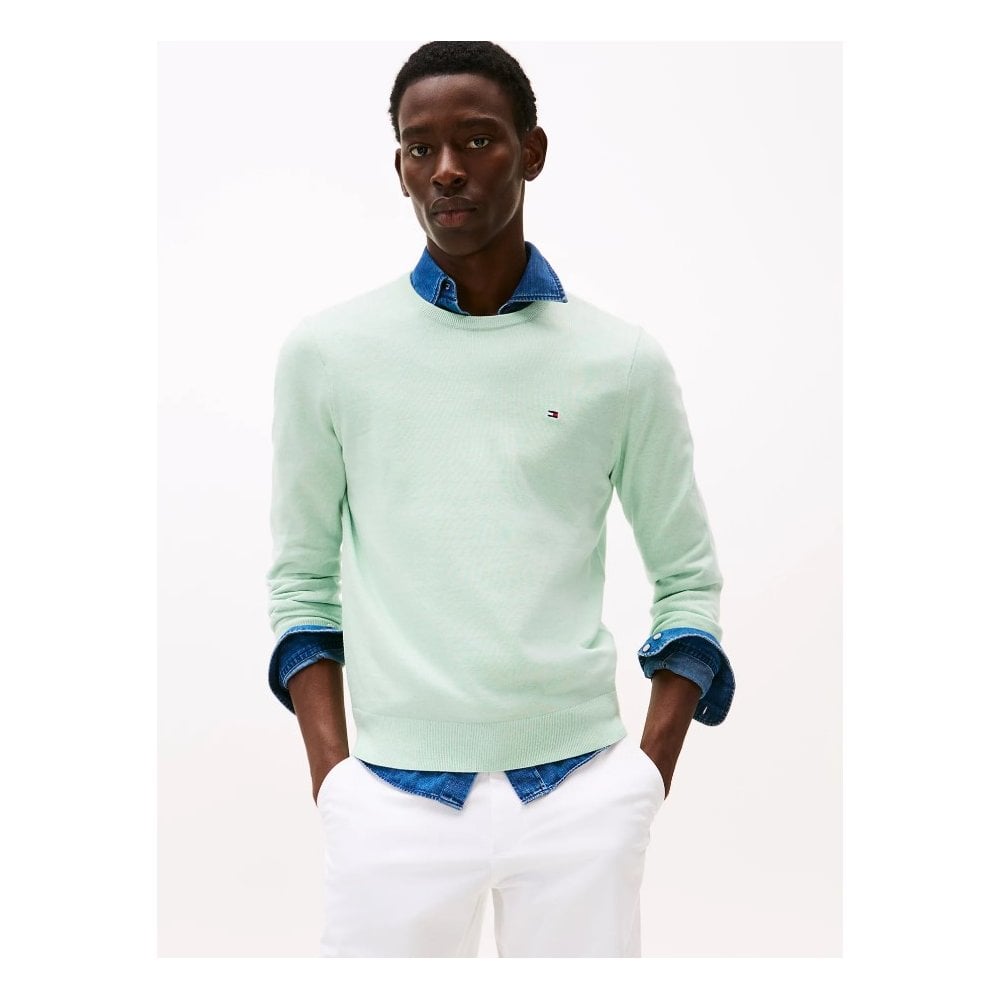 Essential Flag Embroidered Cotton Crew Neck Jumper