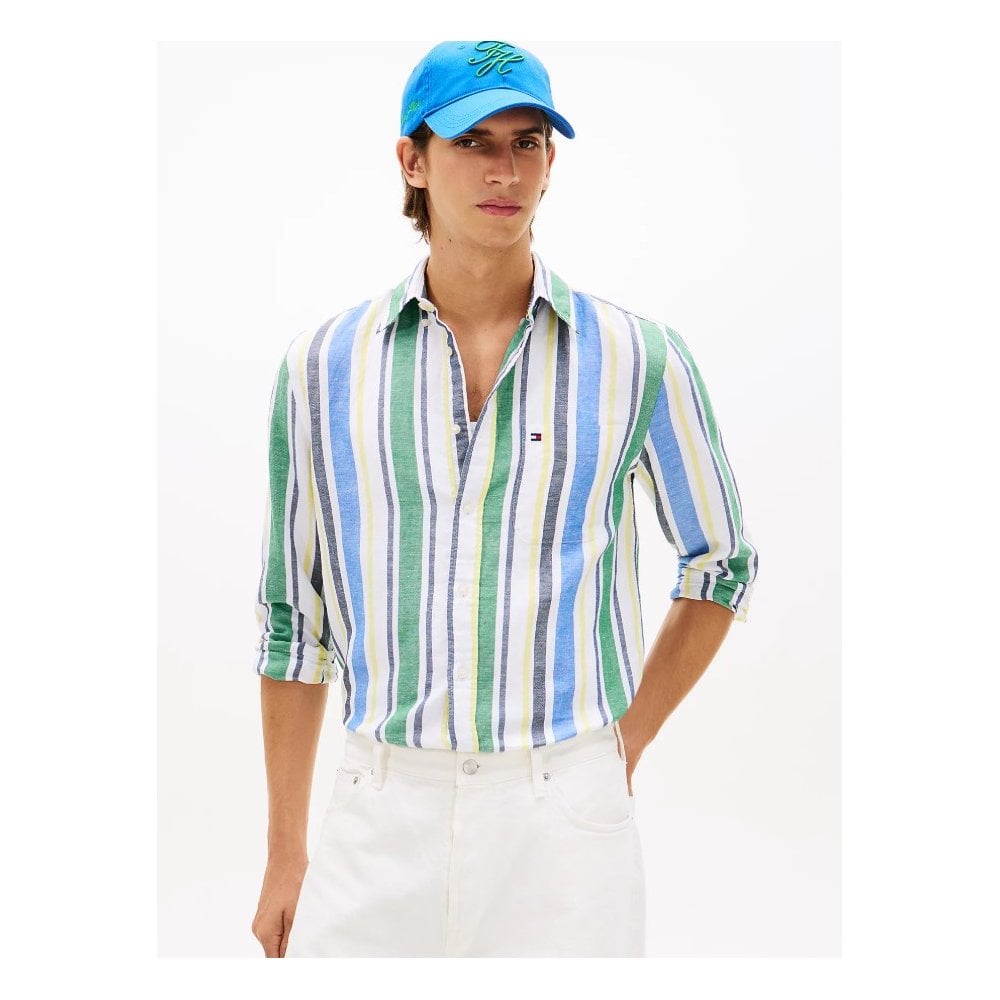 Regular Fit Linen Blend Bold Stripe Shirt